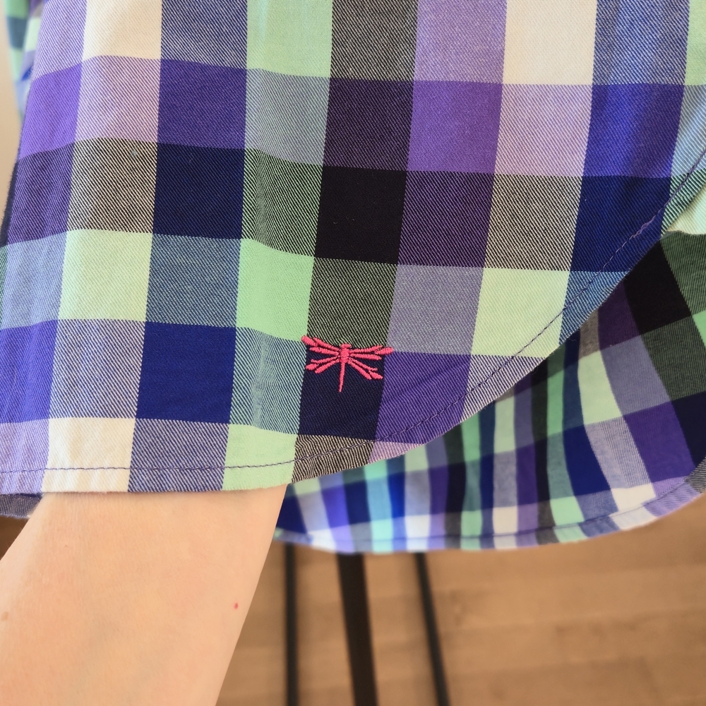 LIKE NEW Talbots Women's Plaid Button-Down Shirt Green, Purple, Blue - 8P - Picture 8 of 10